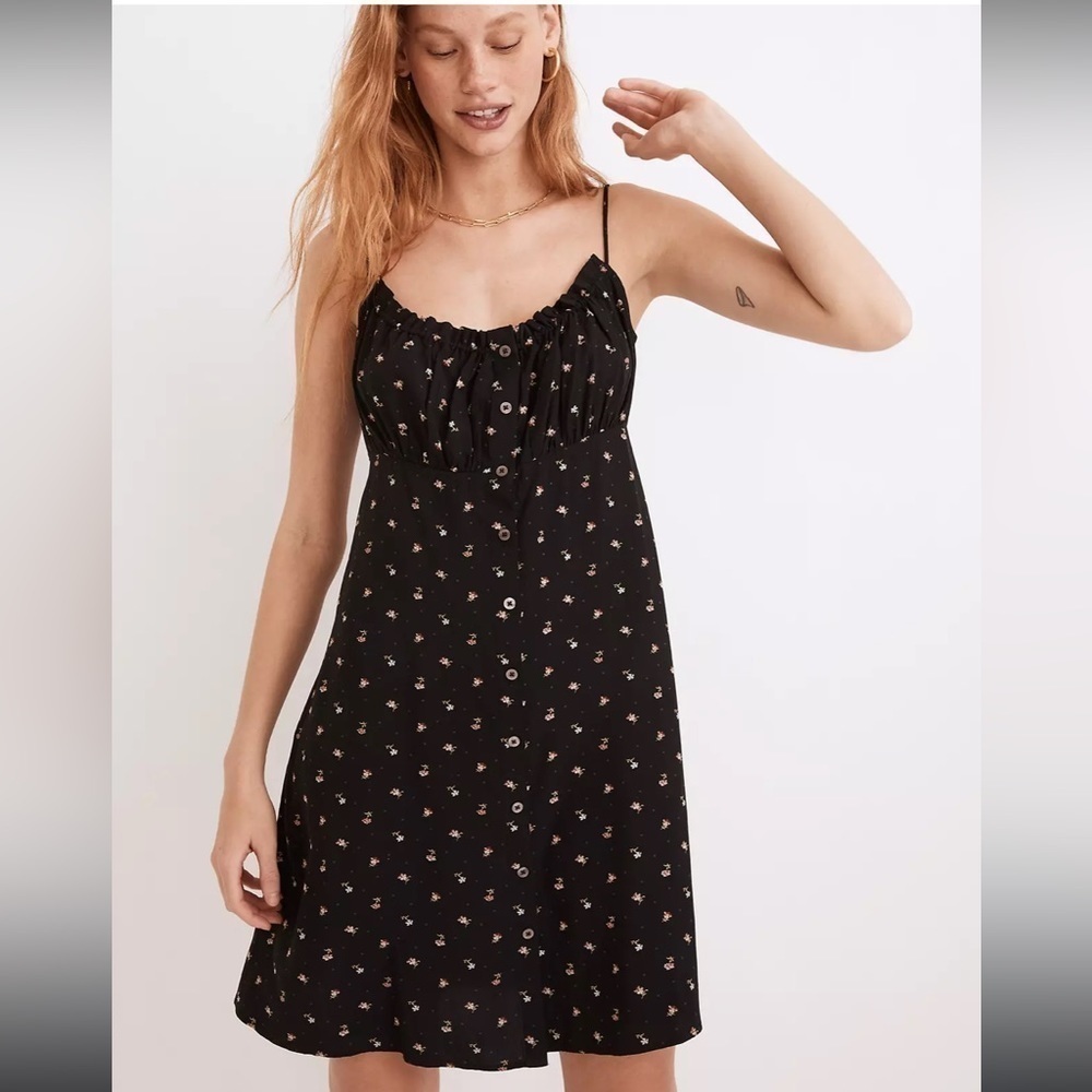 Madewell Tie Back Button Front Mini Dress Geodot Floral NE753